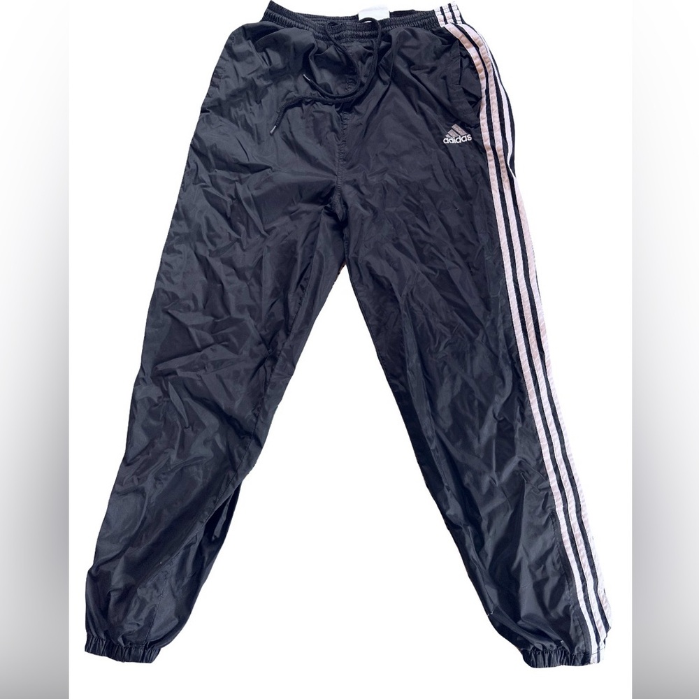 adidas Black Track Pants with white Side Stripes